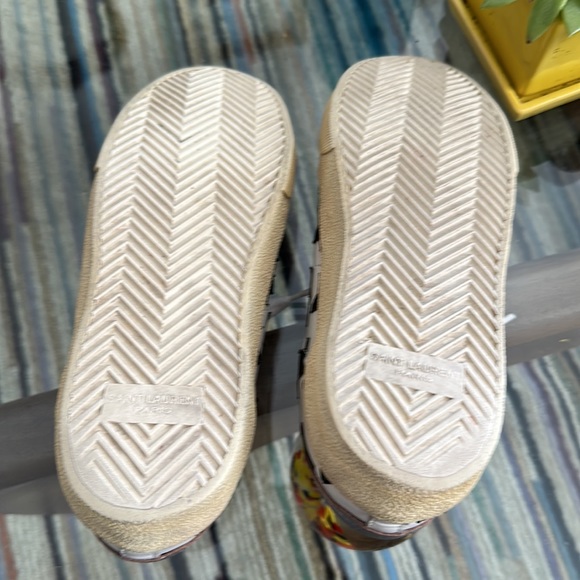 Saint Laurent Paris Court Classic White Leather Silver Star Sneakers - Picture 7 of 11